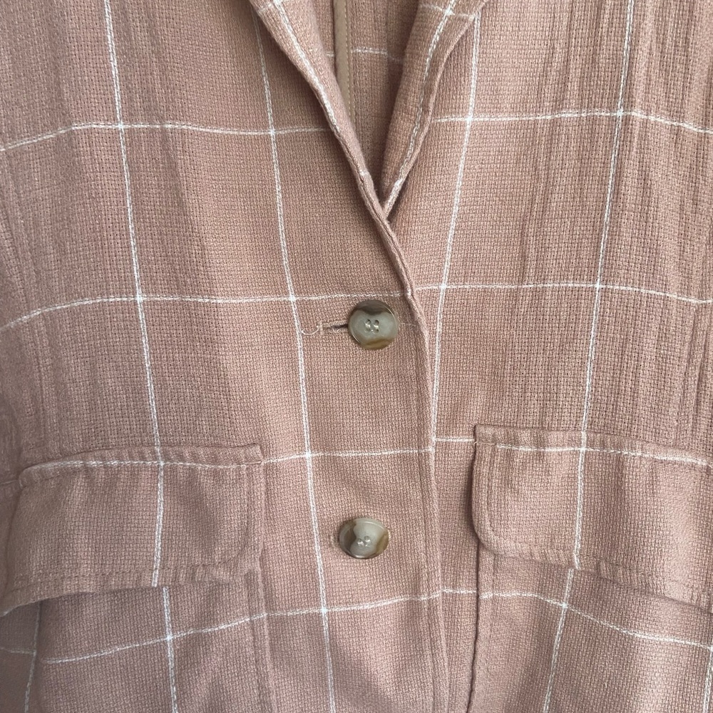 MADEWELL Tan Breezewoven Larsen Blazer in Windowpane Linen Oversized Size XS - Picture 14 of 15